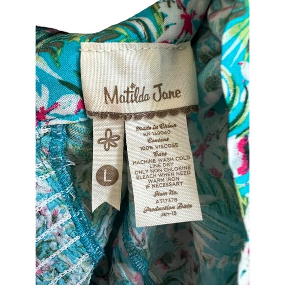 Matilda Jane Tropical Floral Smocked Peplum Spaghetti Strap Top Size Large - Picture 6 of 8